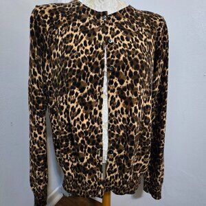 Joe Fresh Leopard Print Button Down Sweater